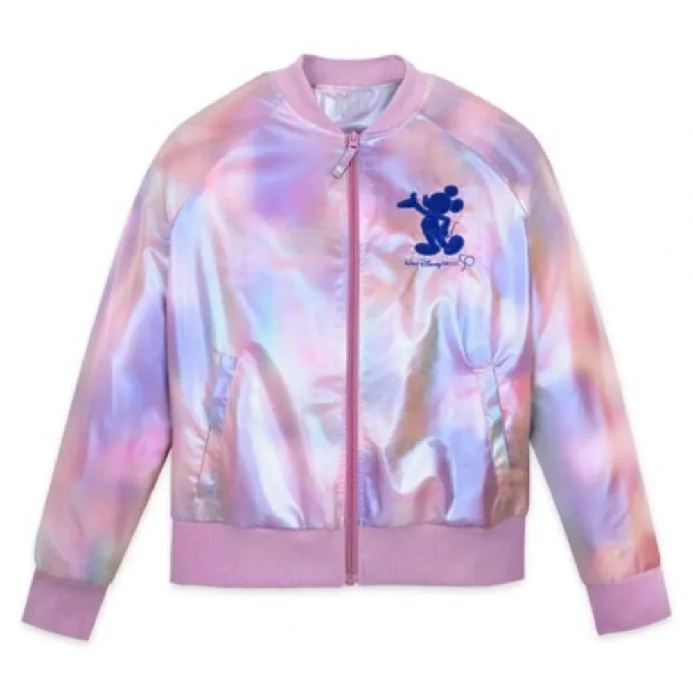 Disney World 50th Anniversary Iridescent Mickey Mouse Bomber Jacket Kids Small